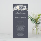 Silver Grey Ivory Floral Winter Rustic Wedding Pro Programm (Stehend Vorderseite)
