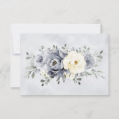 Silver Grey Ivory Floral Winter Rustikale Hochzeit Dankeskarte (Rückseite)