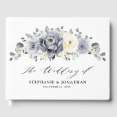 Silver Grey Ivory Floral Winter Rustikale Hochzeit Gästebuch (Vorderseite)