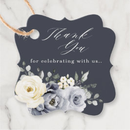 Silver Grey Ivory Floral Winter Rustikale Hochzeit Geschenkanhänger