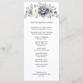 Silver Grey Ivory Floral Winter Rustikale Hochzeit Programm (Rückseite)