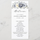 Silver Grey Ivory Floral Winter Rustikale Hochzeit Programm (Vorderseite)