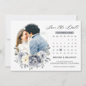 Silver Grey Ivory Floral Winter Rustikale Hochzeit Save The Date (Vorderseite)