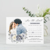 Silver Grey Ivory Floral Winter Rustikale Hochzeit Save The Date (Stehend Vorderseite)