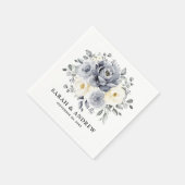 Silver Grey Ivory Floral Winter Rustikale Hochzeit Serviette (Ecke)