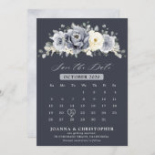 Silver Grey Ivory Floral Winter Rustikaler Kalende Save The Date (Vorne/Hinten)