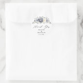 Silver Grey Ivory Floral Winter Wedding Danke Runder Aufkleber (Tasche)