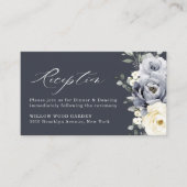 Silver Grey Ivory Floral Winter Wedding Empfang Begleitkarte (Vorderseite)