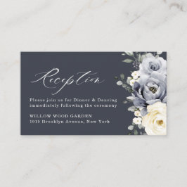 Silver Grey Ivory Floral Winter Wedding Empfang Begleitkarte