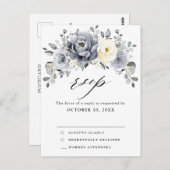 Silver Grey Ivory Floral Winter Wedding UAWG Postkarte (Vorne/Hinten)