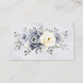 Silver Grey Ivory Floral Winter Wedding Website Begleitkarte (Rückseite)