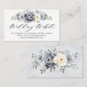Silver Grey Ivory Floral Winter Wedding Website Begleitkarte (Vorne/Hinten)