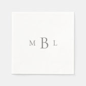 Silver/Grey Large Monogram White Wedding Cocktail Serviette (Vorderseite)