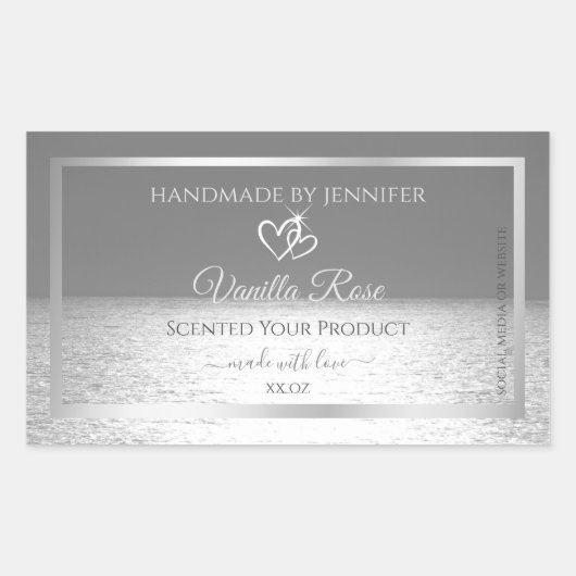 Silver Grey Ocean Sunset Product Packaging Labels Rechteckiger Aufkleber (Vorderseite)