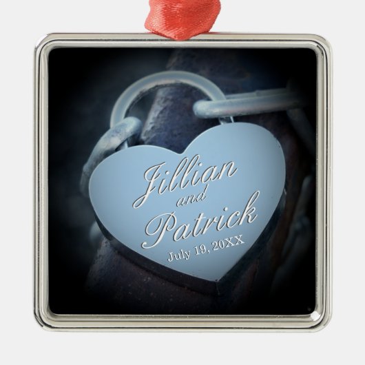 Silver Grey Padlock Chain Link Liebhaber Silbernes Ornament (Vorne)