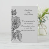 Silver Grey Peony Floral Wedding Save the Date Einladung (Stehend Vorderseite)