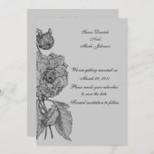 Silver Grey Peony Floral Wedding Save the Date Einladung (Vorne/Hinten)