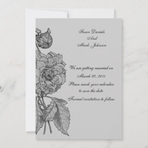 Silver Grey Peony Floral Wedding Save the Date Einladung