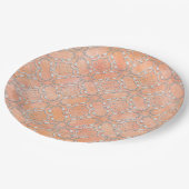 Silver Grey Pink Orange Metallic Filagree Pattern Pappteller (Schrägansicht)