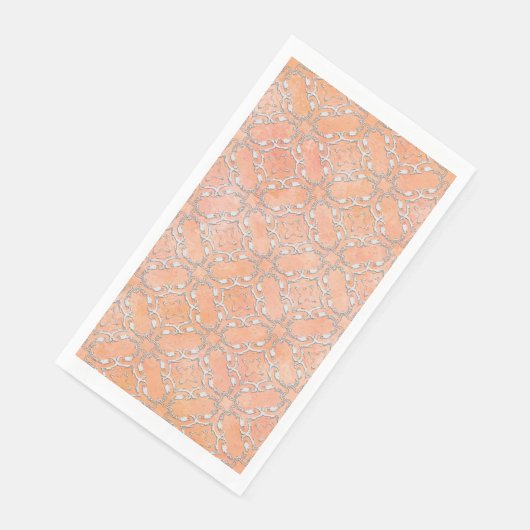 Silver Grey Pink Orange Metallic Filagree Pattern Serviette (Ecke)