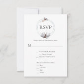 Silver Grey Rust Navy Deer Antler Wedding RSVP Karte (Vorderseite)