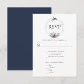 Silver Grey Rust Navy Deer Antler Wedding RSVP Karte (Vorne/Hinten)