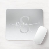 Silver Grey Shimmer Sparkle Monogram Mouse Pad Mousepad (Mit Mouse)
