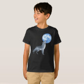 Silver Grey Spirit Wolf Howling am Blauen Mond T-Shirt (Vorne ganz)