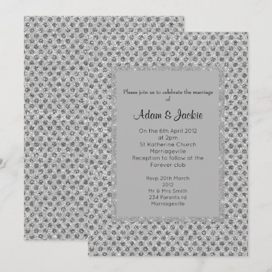 Silver Grey SPOT ELEGANT WEDING Einladung (Vorne/Hinten)