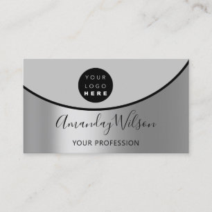 Silver Grey Steel Metal Berufliches Logo Elegant Visitenkarte