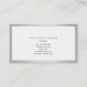 Silver Grey White Frame Minimal Metallic Event Pla Visitenkarte (Rückseite)