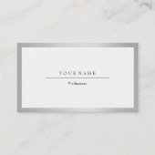 Silver Grey White Frame Minimal Metallic Event Pla Visitenkarte (Vorderseite)