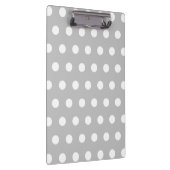 Silver Grey White Polka Dots Muster Klemmbrett (Rechts)