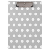 Silver Grey White Polka Dots Muster Klemmbrett (Vorderseite)