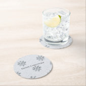 Silver Grey Winter Snowflakes Christmas Runder Pappuntersetzer (Vor Ort)