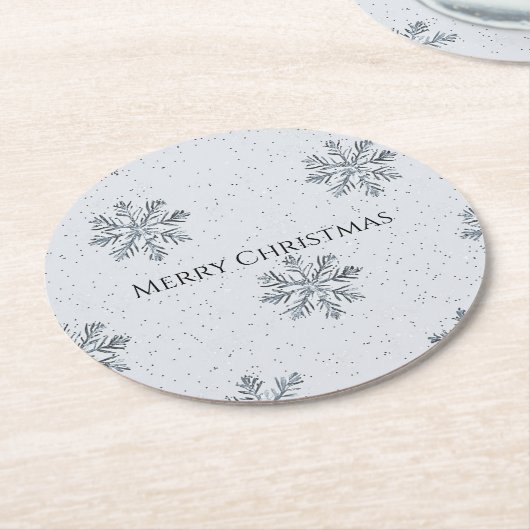 Silver Grey Winter Snowflakes Christmas Runder Pappuntersetzer (Angewinkelt)
