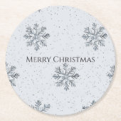 Silver Grey Winter Snowflakes Christmas Runder Pappuntersetzer (Vorderseite)