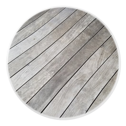 Silver Grey Wooden Deck Boards Keramikknauf (Vorderseite)
