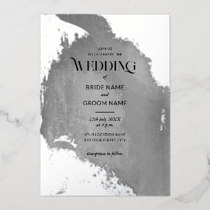 Silver Grunge Texture Wedding Folieneinladung
