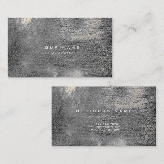 Silver Grungy Monochrom Zement Wall Grau Gold Sepi Visitenkarte (Vorne/Hinten)