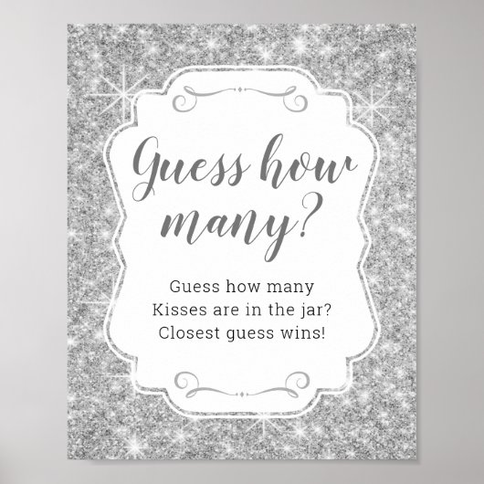 Silver Guess Wie viele Kisses Brautparty Game Poster (Vorne)
