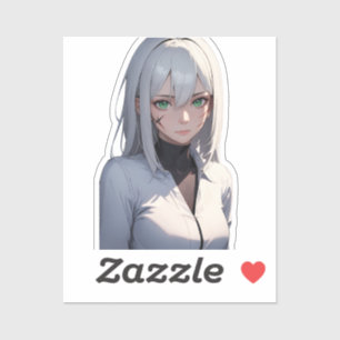 Silver-Hair-Anime-Kriegerkonzept Aufkleber