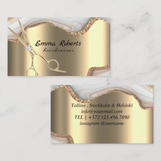 Silver Hairdresser Gradient Glitzer Moderner Visitenkarte (Vorne/Hinten)