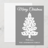 Silver Handgeschriebener Script Weihnachtsbaum Feiertagskarte (Vorne/Hinten)