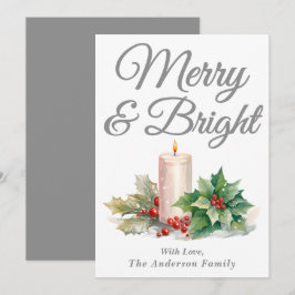 Silver Handgeschriebenes Skript Merry & Bright Feiertagskarte