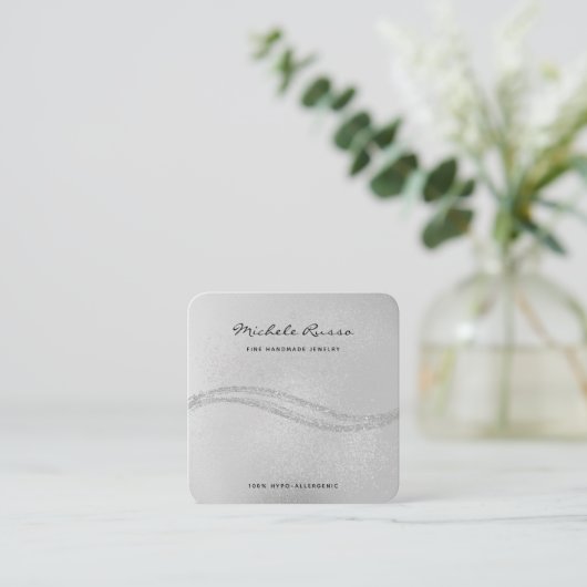 Silver Handmade QR Code Schmuckkarten Telefonnummerkarte (Stehend Vorderseite)