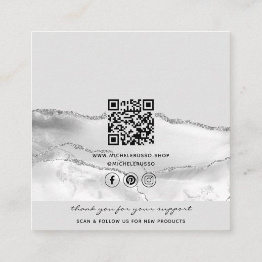 Silver Handmade QR Code Schmuckkarten Telefonnummerkarte (Rückseite)