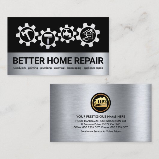 Silver Handyman Tools Sprocket Visitenkarte (Vorne/Hinten)