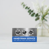 Silver Handyman Tools Sprocket Visitenkarte (Stehend Vorderseite)