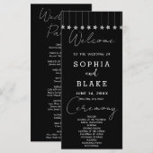 Silver Hanging Stars Black Wedding Program (Vorne/Hinten)